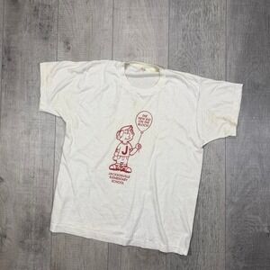 True vintage 80s cartoon style, distressed, single stitch T-shirt